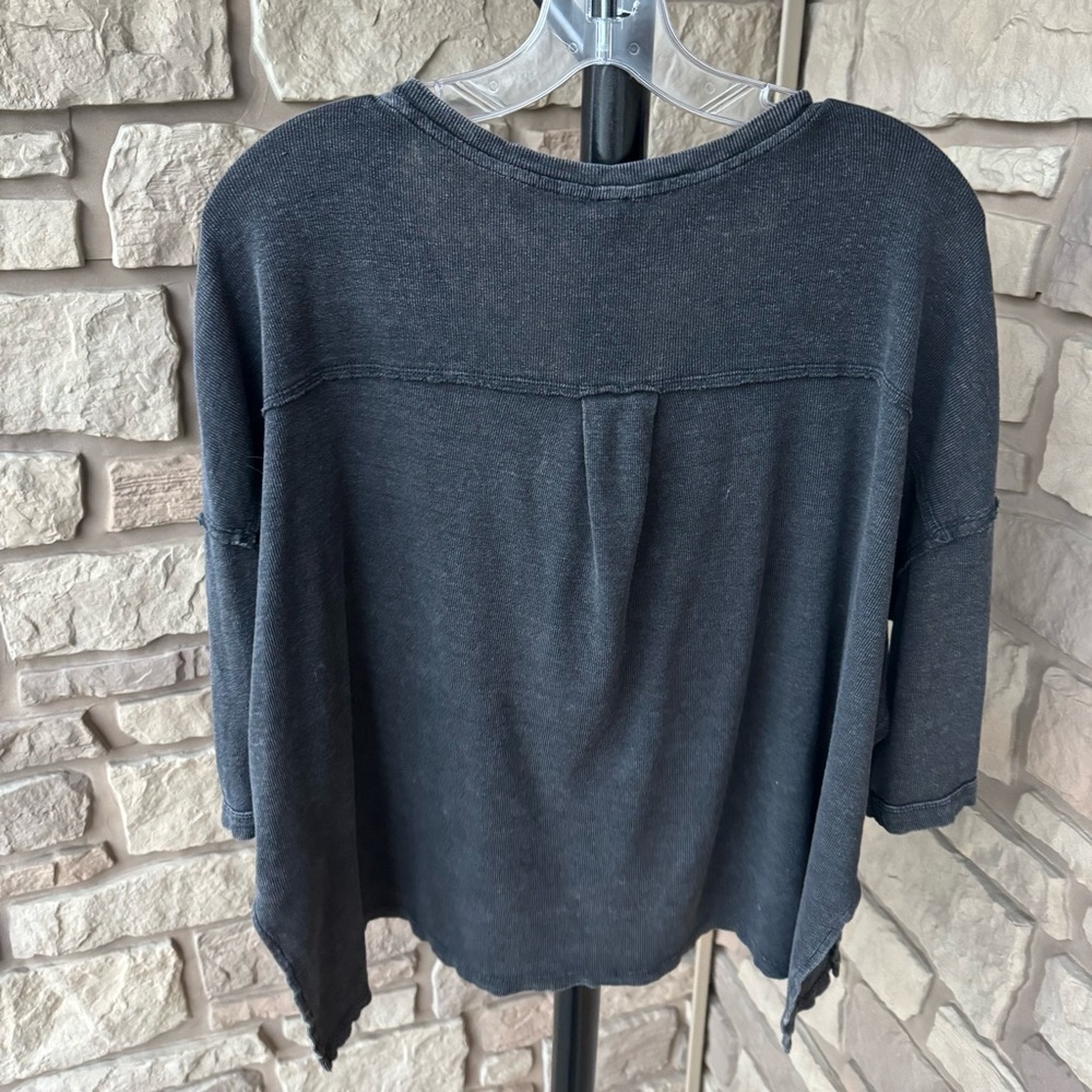 Free People We the Free Oversized Mineral Washed Henley Tee Shirt - Picture 2 of 6